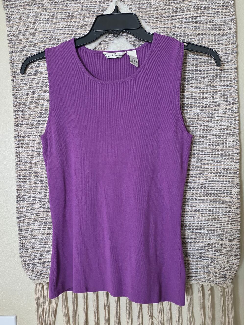 French Laundry Purple Ribbed Tank Top Size S Sleeveless Scoop Neck Stretch Y2K